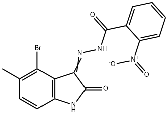 N'-(4-bromo-5-methyl-2-oxo-1,2-dihydro-3H-indol-3-ylidene)-2-nitrobenzohydrazide Struktur