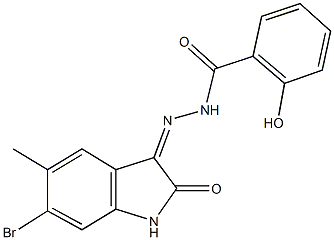 N'-(6-bromo-5-methyl-2-oxo-1,2-dihydro-3H-indol-3-ylidene)-2-hydroxybenzohydrazide Struktur