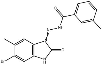 N'-(6-bromo-5-methyl-2-oxo-1,2-dihydro-3H-indol-3-ylidene)-3-methylbenzohydrazide Struktur