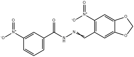 3-nitro-N'-({6-nitro-1,3-benzodioxol-5-yl}methylene)benzohydrazide Struktur