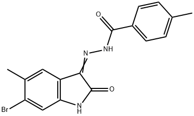 N'-(6-bromo-5-methyl-2-oxo-1,2-dihydro-3H-indol-3-ylidene)-4-methylbenzohydrazide Struktur