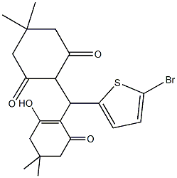 2-[(5-bromo-2-thienyl)(2-hydroxy-4,4-dimethyl-6-oxo-1-cyclohexen-1-yl)methyl]-5,5-dimethyl-1,3-cyclohexanedione Struktur