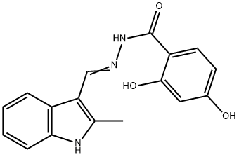 2,4-dihydroxy-N'-[(2-methyl-1H-indol-3-yl)methylene]benzohydrazide Struktur