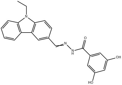 N'-[(9-ethyl-9H-carbazol-3-yl)methylene]-3,5-dihydroxybenzohydrazide Struktur