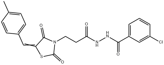 3-chloro-N'-{3-[5-(4-methylbenzylidene)-2,4-dioxo-1,3-thiazolidin-3-yl]propanoyl}benzohydrazide Struktur