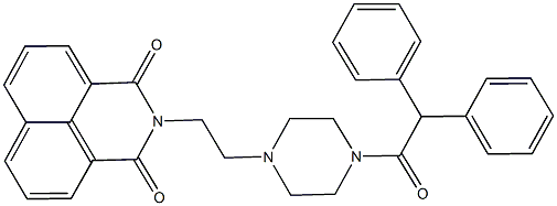 2-{2-[4-(diphenylacetyl)-1-piperazinyl]ethyl}-1H-benzo[de]isoquinoline-1,3(2H)-dione Struktur