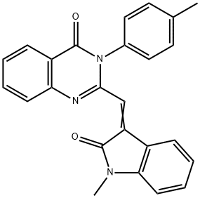 2-[(1-methyl-2-oxo-1,2-dihydro-3H-indol-3-ylidene)methyl]-3-(4-methylphenyl)-4(3H)-quinazolinone Struktur