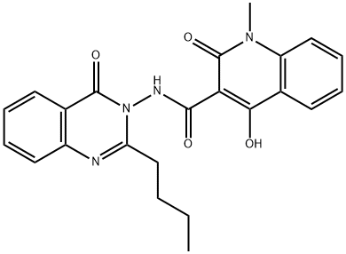 N-(2-butyl-4-oxoquinazolin-3(4H)-yl)-4-hydroxy-1-methyl-2-oxo-1,2-dihydroquinoline-3-carboxamide Struktur