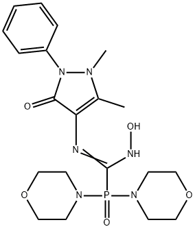 N-(1,5-dimethyl-3-oxo-2-phenyl-2,3-dihydro-1H-pyrazol-4-yl)-N'-hydroxydi(4-morpholinyl)phosphinecarboximidamide oxide Struktur