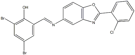 2,4-dibromo-6-({[2-(2-chlorophenyl)-1,3-benzoxazol-5-yl]imino}methyl)phenol Struktur