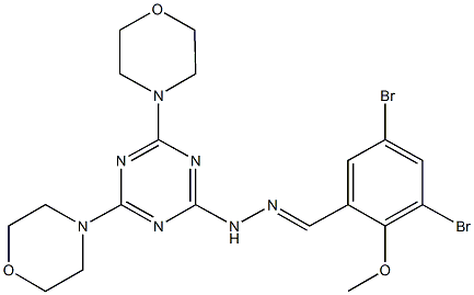 3,5-dibromo-2-methoxybenzaldehyde [4,6-di(4-morpholinyl)-1,3,5-triazin-2-yl]hydrazone Struktur