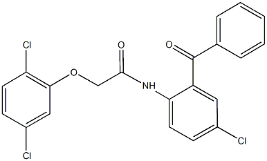 N-[4-chloro-2-(phenylcarbonyl)phenyl]-2-[(2,5-dichlorophenyl)oxy]acetamide Struktur