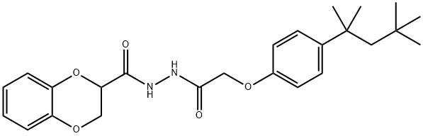 N'-{2-[4-(1,1,3,3-tetramethylbutyl)phenoxy]acetyl}-2,3-dihydro-1,4-benzodioxine-2-carbohydrazide Struktur