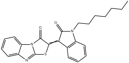 2-(1-heptyl-2-oxo-1,2-dihydro-3H-indol-3-ylidene)[1,3]thiazolo[3,2-a]benzimidazol-3(2H)-one Struktur