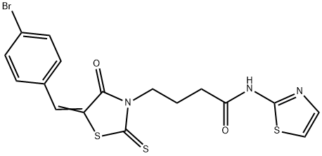 4-[5-(4-bromobenzylidene)-4-oxo-2-thioxo-1,3-thiazolidin-3-yl]-N-(1,3-thiazol-2-yl)butanamide Struktur