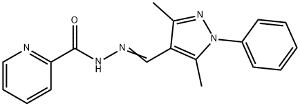 N'-[(3,5-dimethyl-1-phenyl-1H-pyrazol-4-yl)methylene]-2-pyridinecarbohydrazide Struktur