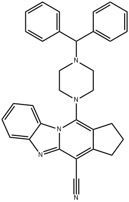 11-(4-benzhydryl-1-piperazinyl)-2,3-dihydro-1H-cyclopenta[4,5]pyrido[1,2-a]benzimidazole-4-carbonitrile Struktur