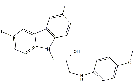 1-(3,6-diiodo-9H-carbazol-9-yl)-3-(4-methoxyanilino)-2-propanol Struktur