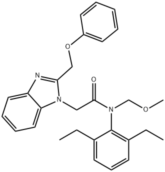 N-(2,6-diethylphenyl)-N-(methoxymethyl)-2-[2-(phenoxymethyl)-1H-benzimidazol-1-yl]acetamide Struktur