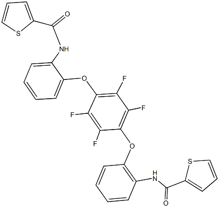 N-[2-(2,3,5,6-tetrafluoro-4-{2-[(2-thienylcarbonyl)amino]phenoxy}phenoxy)phenyl]-2-thiophenecarboxamide Struktur