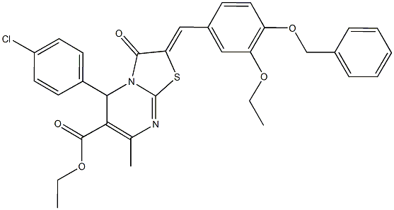 ethyl 2-[4-(benzyloxy)-3-ethoxybenzylidene]-5-(4-chlorophenyl)-7-methyl-3-oxo-2,3-dihydro-5H-[1,3]thiazolo[3,2-a]pyrimidine-6-carboxylate Struktur