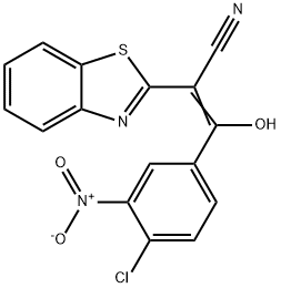 2-(1,3-benzothiazol-2-yl)-3-{4-chloro-3-nitrophenyl}-3-hydroxyacrylonitrile Struktur