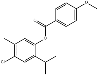 4-chloro-2-isopropyl-5-methylphenyl 4-methoxybenzoate Struktur