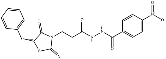 N'-[3-(5-benzylidene-4-oxo-2-thioxo-1,3-thiazolidin-3-yl)propanoyl]-4-nitrobenzohydrazide Struktur