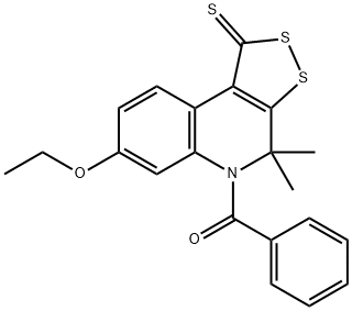 5-benzoyl-7-ethoxy-4,4-dimethyl-4,5-dihydro-1H-[1,2]dithiolo[3,4-c]quinoline-1-thione Struktur