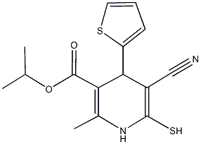 isopropyl 5-cyano-2-methyl-6-sulfanyl-4-(2-thienyl)-1,4-dihydro-3-pyridinecarboxylate Struktur