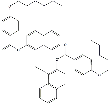 1-[(2-{[4-(hexyloxy)benzoyl]oxy}-1-naphthyl)methyl]-2-naphthyl 4-(hexyloxy)benzoate Struktur