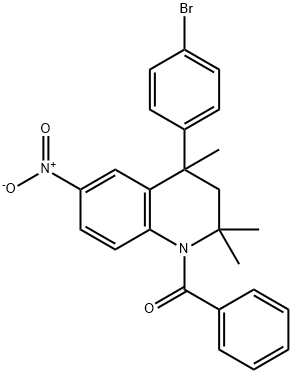 1-benzoyl-4-(4-bromophenyl)-6-nitro-2,2,4-trimethyl-1,2,3,4-tetrahydroquinoline Struktur