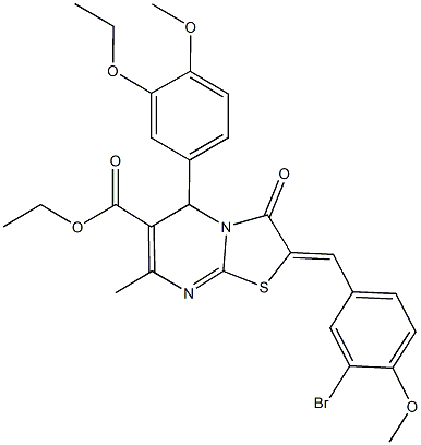 ethyl 2-(3-bromo-4-methoxybenzylidene)-5-(3-ethoxy-4-methoxyphenyl)-7-methyl-3-oxo-2,3-dihydro-5H-[1,3]thiazolo[3,2-a]pyrimidine-6-carboxylate Struktur