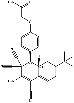 2-[4-(3-amino-7-tert-butyl-2,2,4-tricyano-1,2,6,7,8,8a-hexahydro-1-naphthalenyl)phenoxy]acetamide Struktur