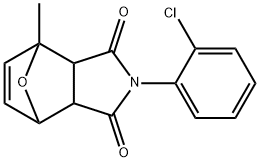 4-(2-chlorophenyl)-1-methyl-10-oxa-4-azatricyclo[5.2.1.0~2,6~]dec-8-ene-3,5-dione Struktur