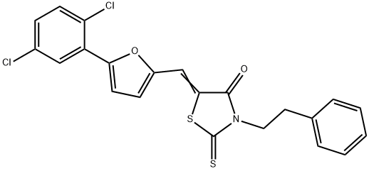 5-{[5-(2,5-dichlorophenyl)-2-furyl]methylene}-3-(2-phenylethyl)-2-thioxo-1,3-thiazolidin-4-one Struktur