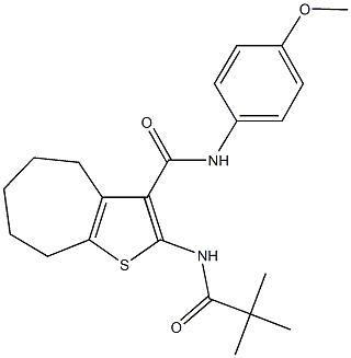 2-[(2,2-dimethylpropanoyl)amino]-N-(4-methoxyphenyl)-5,6,7,8-tetrahydro-4H-cyclohepta[b]thiophene-3-carboxamide Struktur