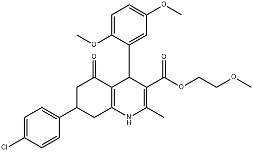 2-methoxyethyl 7-(4-chlorophenyl)-4-(2,5-dimethoxyphenyl)-2-methyl-5-oxo-1,4,5,6,7,8-hexahydro-3-quinolinecarboxylate Struktur