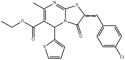 ethyl 2-(4-chlorobenzylidene)-7-methyl-3-oxo-5-(2-thienyl)-2,3-dihydro-5H-[1,3]thiazolo[3,2-a]pyrimidine-6-carboxylate Struktur