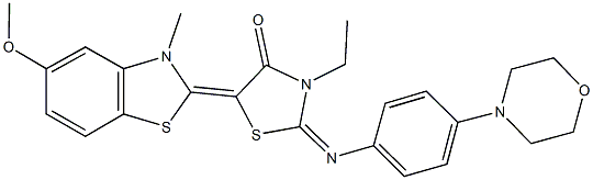 3-ethyl-5-(5-methoxy-3-methyl-1,3-benzothiazol-2(3H)-ylidene)-2-{[4-(4-morpholinyl)phenyl]imino}-1,3-thiazolidin-4-one Struktur