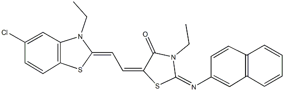 5-[2-(5-chloro-3-ethyl-1,3-benzothiazol-2(3H)-ylidene)ethylidene]-3-ethyl-2-(2-naphthylimino)-1,3-thiazolidin-4-one Struktur