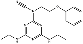 4,6-bis(ethylamino)-1,3,5-triazin-2-yl(2-phenoxyethyl)cyanamide Struktur