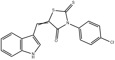 3-(4-chlorophenyl)-5-(1H-indol-3-ylmethylene)-2-thioxo-1,3-thiazolidin-4-one Struktur