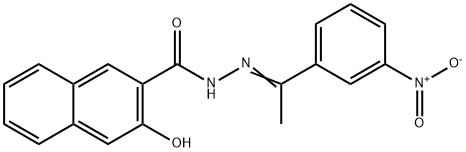 3-hydroxy-N'-(1-{3-nitrophenyl}ethylidene)-2-naphthohydrazide Struktur