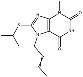 7-(2-butenyl)-8-(isopropylsulfanyl)-3-methyl-3,7-dihydro-1H-purine-2,6-dione Struktur