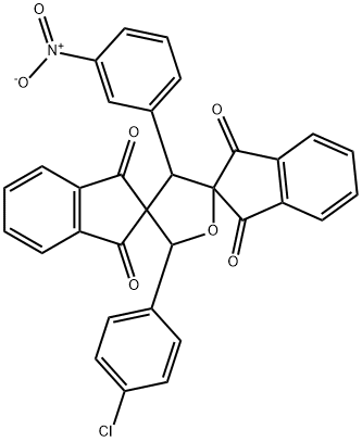 2'-(4-chlorophenyl)-4'-(3-nitrophenyl)-dispiro[bis[1H-indene-1,3(2H)-dione]-2,3':2'',5'-tetrahydrofuran] Struktur