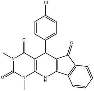 5-(4-chlorophenyl)-1,3-dimethyl-5,11-dihydro-1H-indeno[2',1':5,6]pyrido[2,3-d]pyrimidine-2,4,6(3H)-trione Struktur