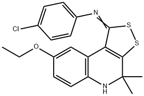 N-(4-chlorophenyl)-N-(8-ethoxy-4,4-dimethyl-4,5-dihydro-1H-[1,2]dithiolo[3,4-c]quinolin-1-ylidene)amine Struktur