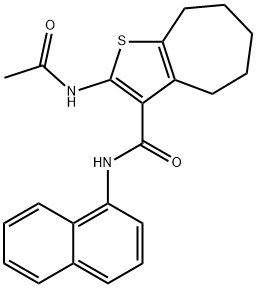 2-(acetylamino)-N-(1-naphthyl)-5,6,7,8-tetrahydro-4H-cyclohepta[b]thiophene-3-carboxamide Struktur