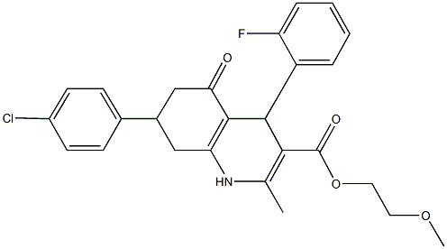 2-methoxyethyl 7-(4-chlorophenyl)-4-(2-fluorophenyl)-2-methyl-5-oxo-1,4,5,6,7,8-hexahydro-3-quinolinecarboxylate Struktur